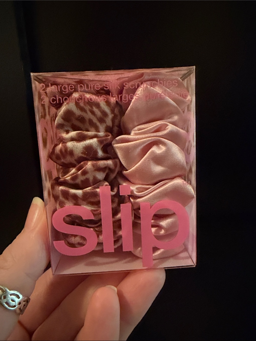 NWT SLIP 2 Large Pink & Leopard Print Silk Scrunchie Duo